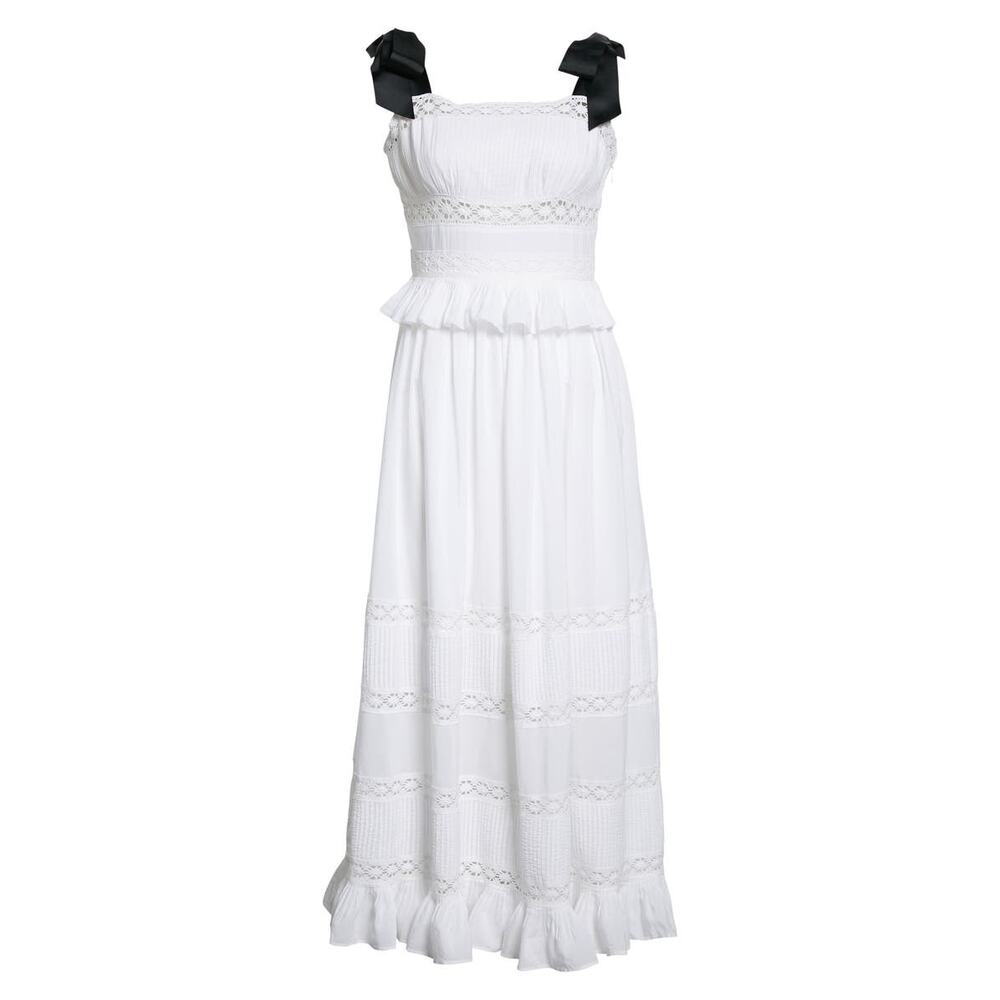 Ted Baker London Promis Eyelet Inset White Midi Dress Size 2 / US Size Small NWT - Picture 2 of 13